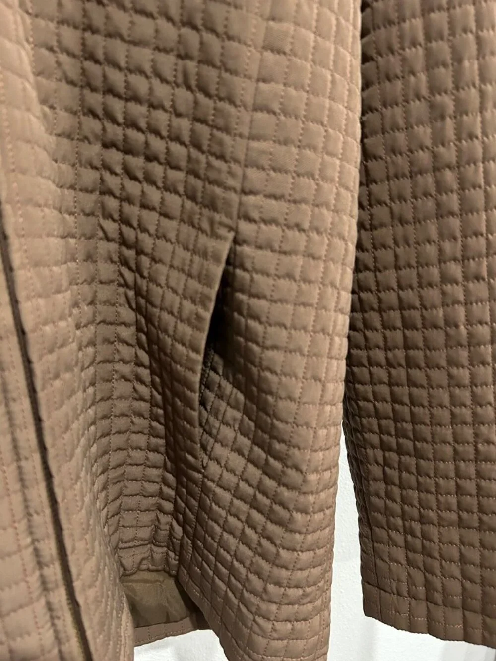 Esprit Large Brown Quilted Hooded Jacket Fall Outerwear Cozy Casual Outdoors